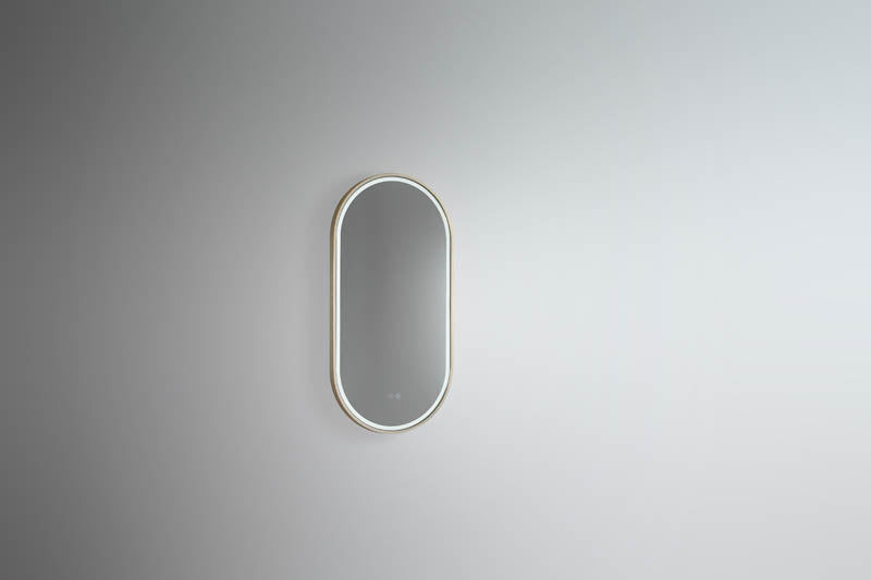 Gatsby LED Mirror with Demister and Portable Magnifier Baltic Brass detail view 2