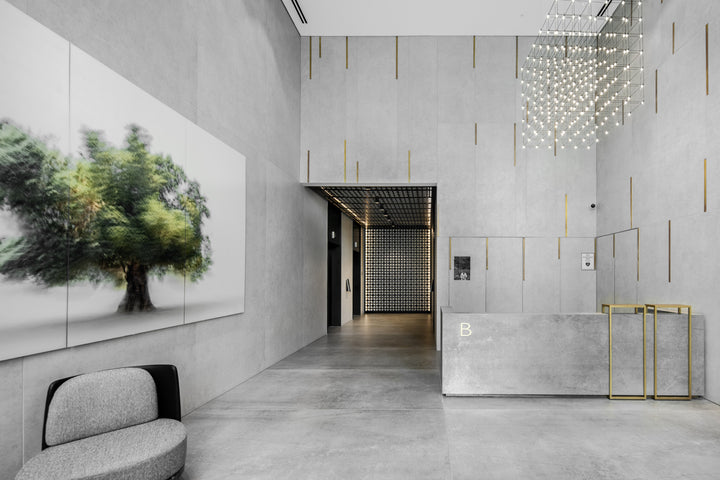 Dekton Soke in a hallway and living area