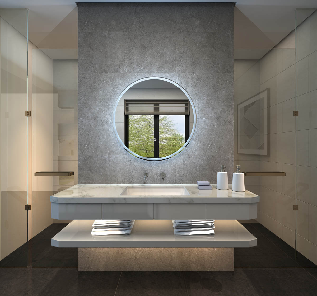 Sphere LED Mirror Frameless lifestyle view