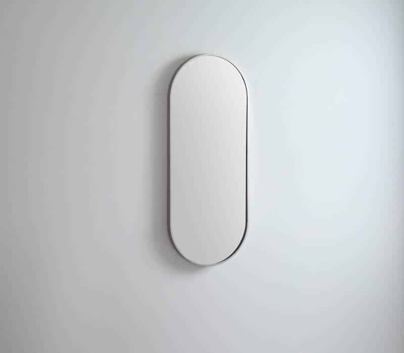 Modern Oblong Mirror with Portable Magnifier Brits Nickel