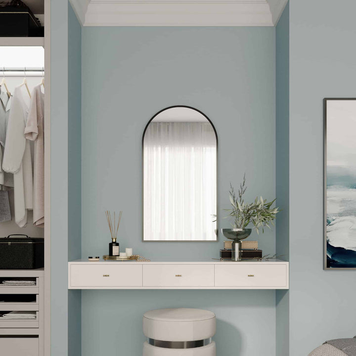 Modern Arch Mirror with Portable Magnifier Georgian Metal