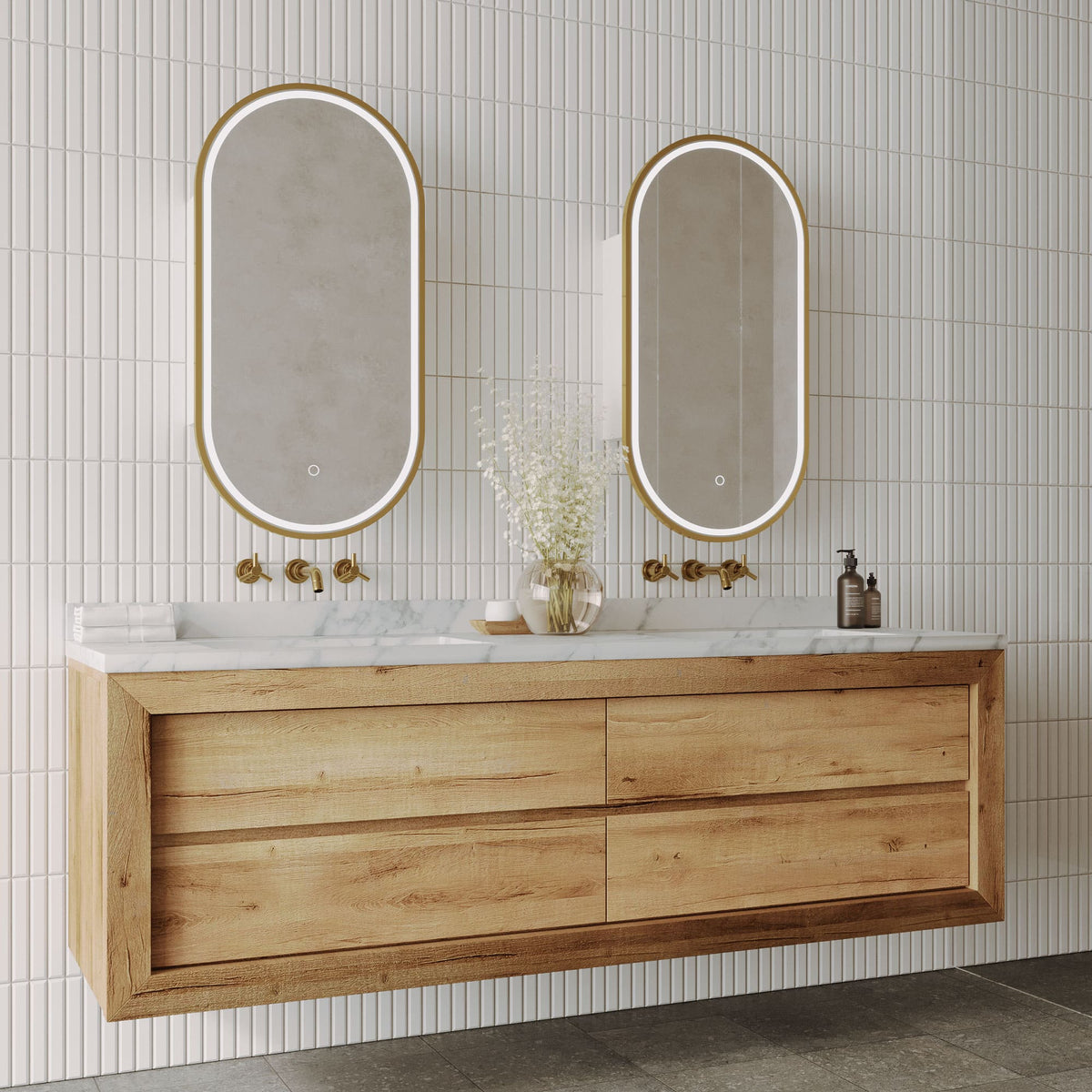 Capsule LED Shaving Cabinet Baltic Brass