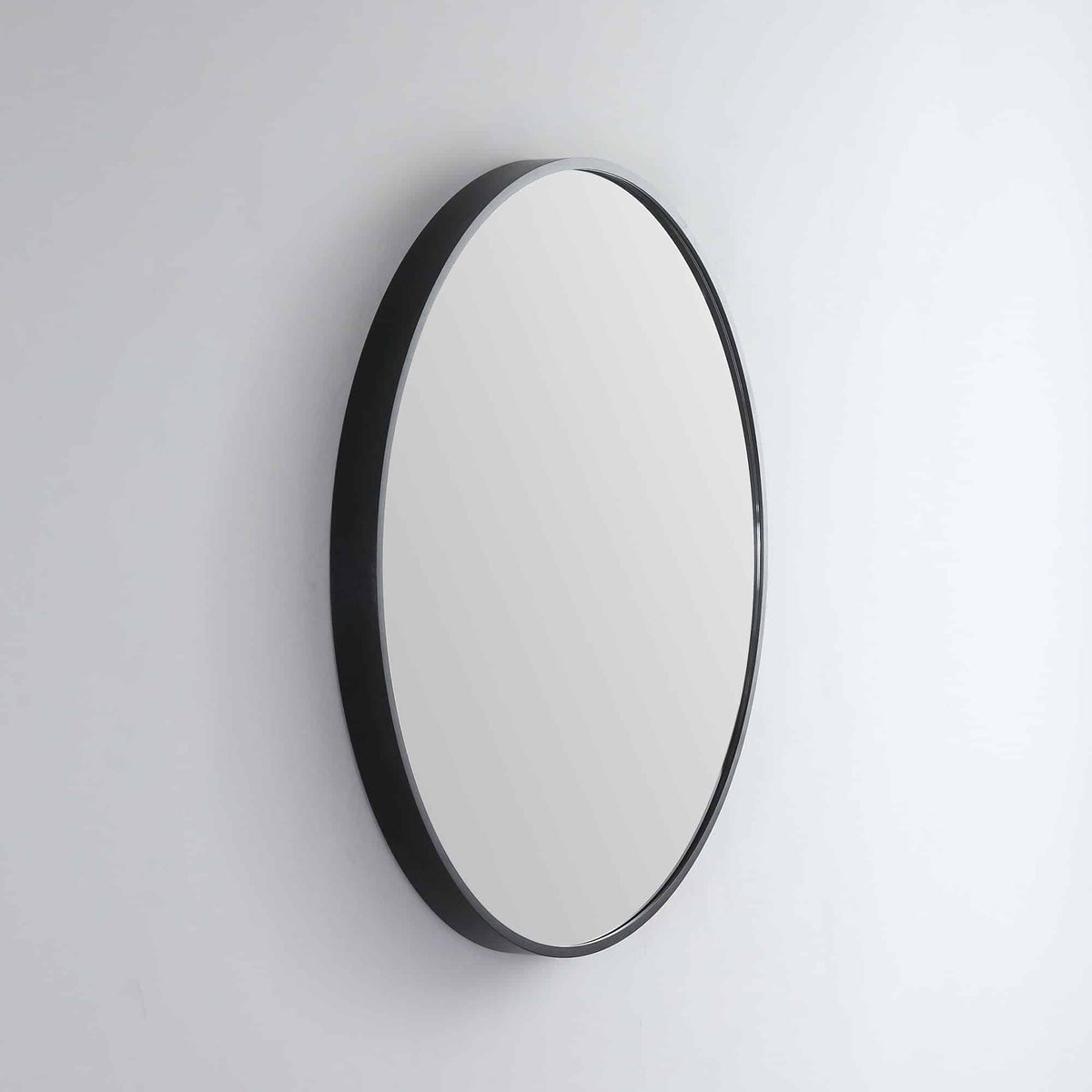 Modern Round Mirror with Portable Magnifier Manhattan Black