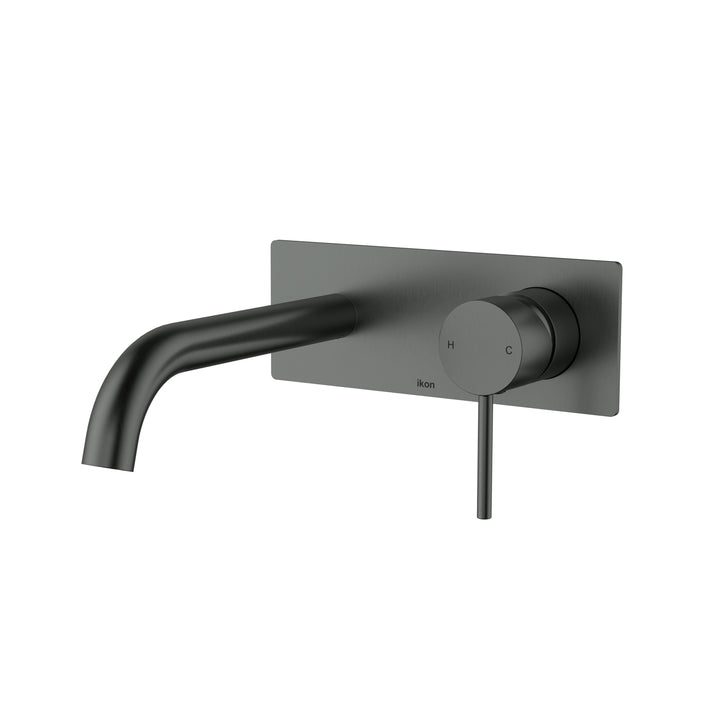 Hali Wall Basin Mixer Curved Spout - Gun Metal