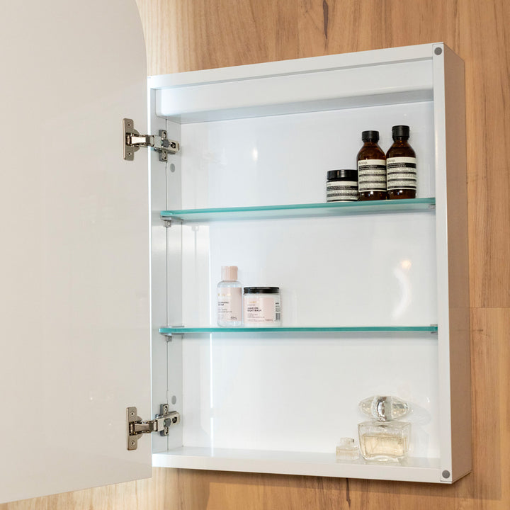 Blanca LED Shaving Cabinet Georgian Metal interior with the door open