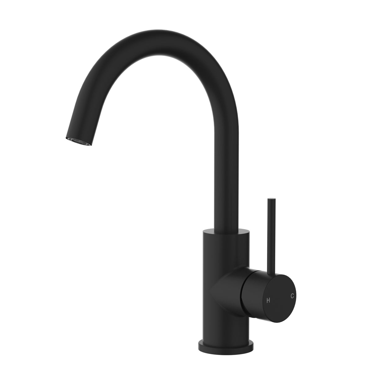 Otus Slimline Basin Mixer Gooseneck - Matt Black