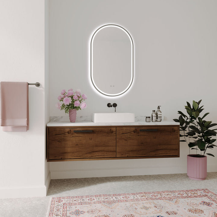 Gatsby LED Mirror with Demister and Portable Magnifier Manhattan Black product view 3