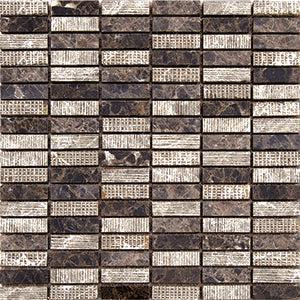 Bluetooth Emperador Dark Marble Mosaic tile face, 300 x 306 mm