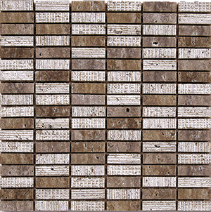 Bluetooth Travertine Noce Travertine Mosaic tile face, 300 x 306 mm