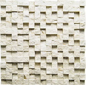 Break Front Botticino Marble Mosaic tile face, 300 x 300 mm