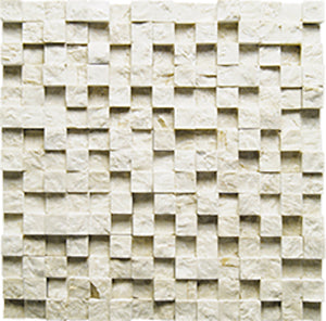 Break Front Botticino Marble Mosaic tile face, 300 x 300 mm