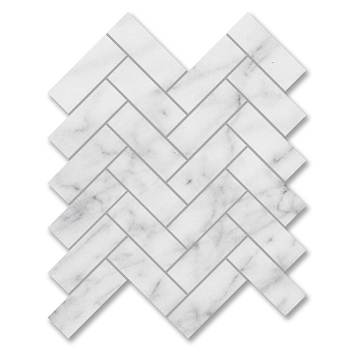 Brick Wave Bianco Carrara Marble Mosaic tile face, 314 x 283 mm