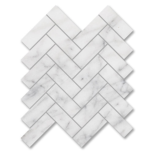 Brick Wave Bianco Carrara Marble Mosaic tile face, 314 x 283 mm