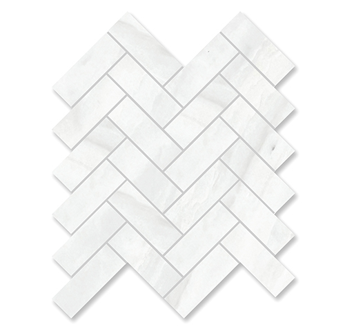 Brick Wave Pearl White Marble Mosaic tile face, 314 x 283 mm
