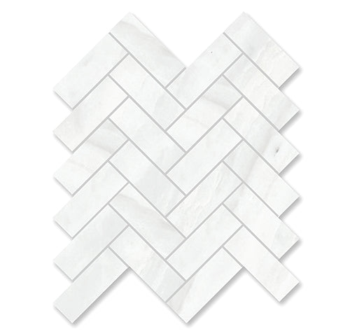 Brick Wave Pearl White Marble Mosaic tile face, 314 x 283 mm