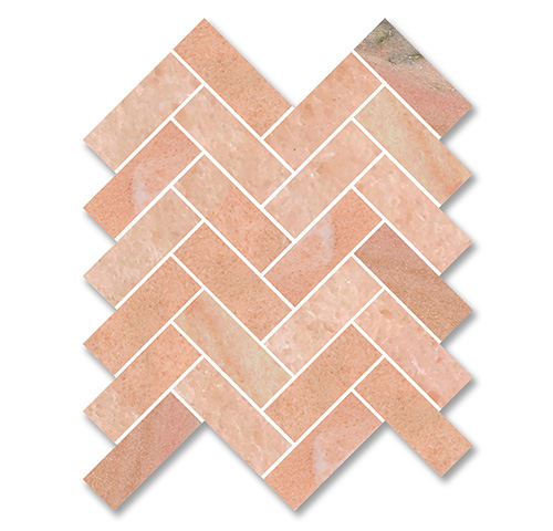 Brick Wave Rosa Marble Mosaic tile face, 314 x 283 mm