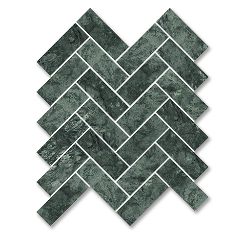 Brick Wave Verde Alpi Marble Mosaic tile face, 314 x 283 mm