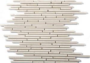 Bullets Botticino Marble Mosaic tile face, 300 x 300 mm