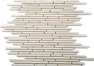 Bullets Botticino Marble Mosaic tile face, 300 x 300 mm