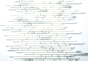 Bullets Calacatta Marble Mosaic tile face, 300 x 300 mm