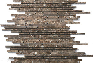 Bullets Emperador Dark Marble Mosaic tile face, 300 x 300 mm