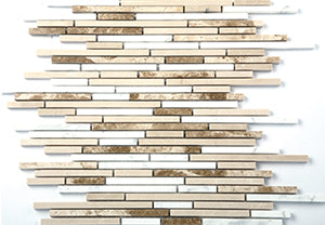 Bullets Multi Brown Bullets Marble Mosaic tile face, 300 x 300 mm