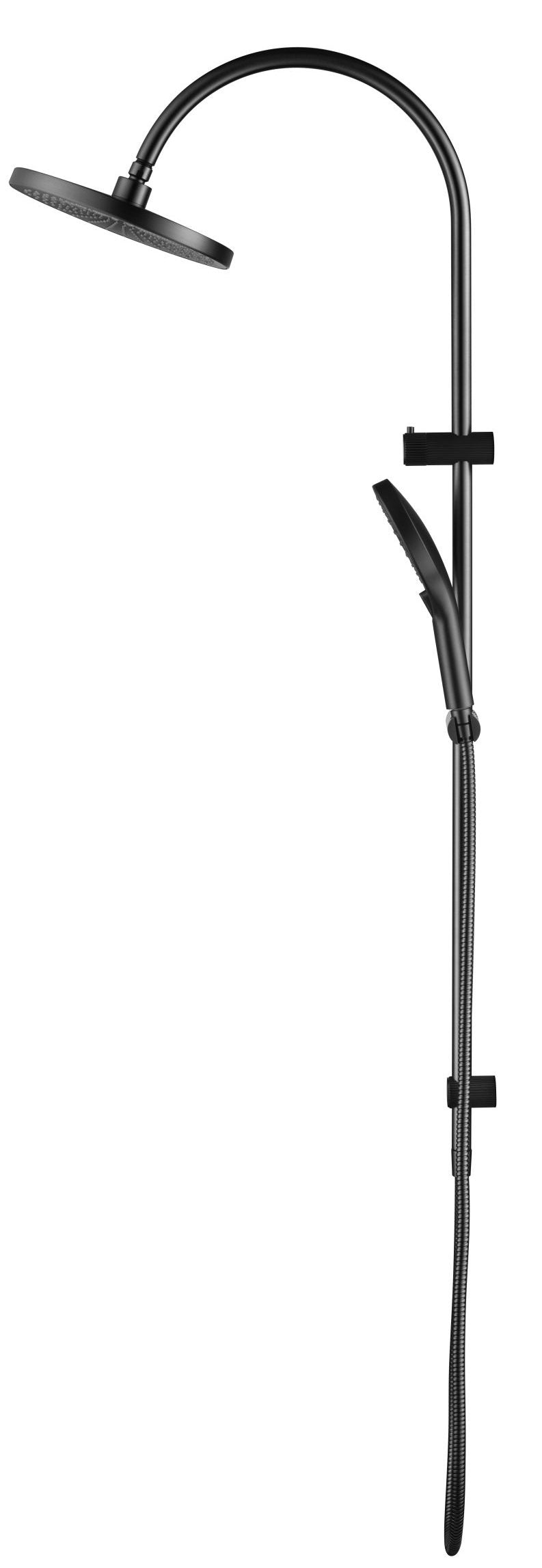 Mica Fluted Gooseneck Dual Shower Rail — Brushed Gunmetal (BV DSH-R-1H-NR)
