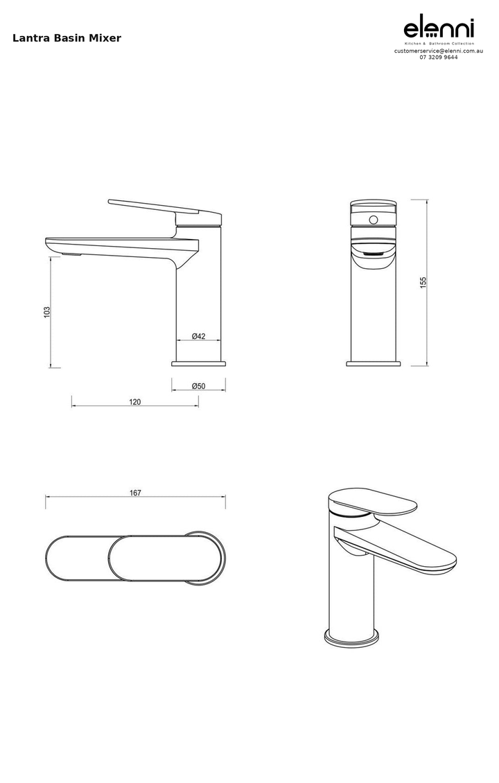 Elenni specification sheet - Lantra Basin Mixer