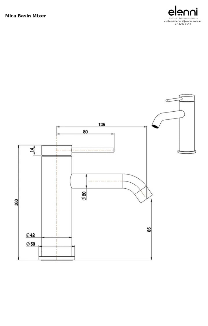 Elenni specification sheet - Mica Basin Mixer