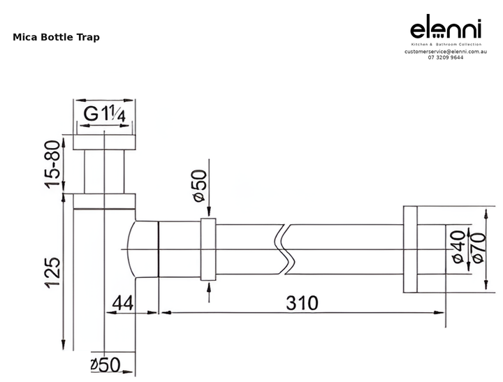 Elenni specification sheet — Mica Bottle Trap