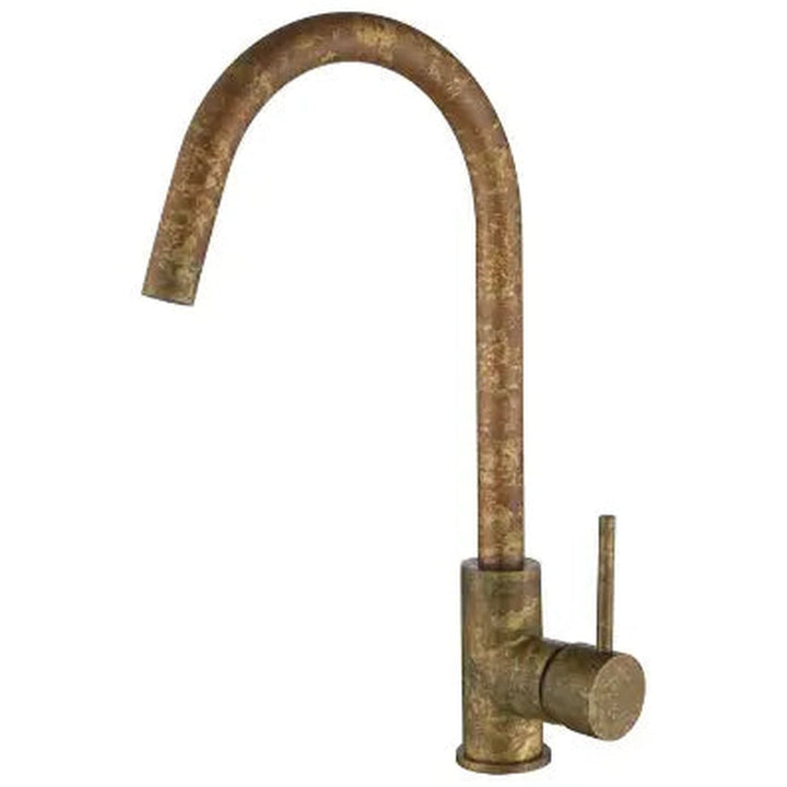 Mica Gooseneck Sink Mixer - Living Brass