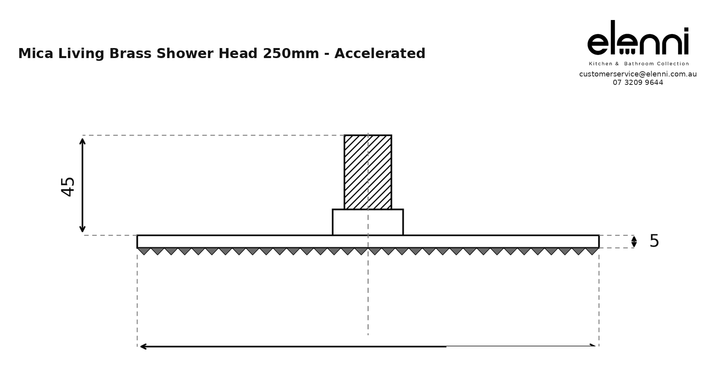 Elenni specification sheet — Mica Living Brass Shower Head 250mm - Accelerated