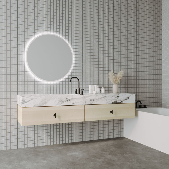 Framed S Series Round LED Mirror Milano White product view 2