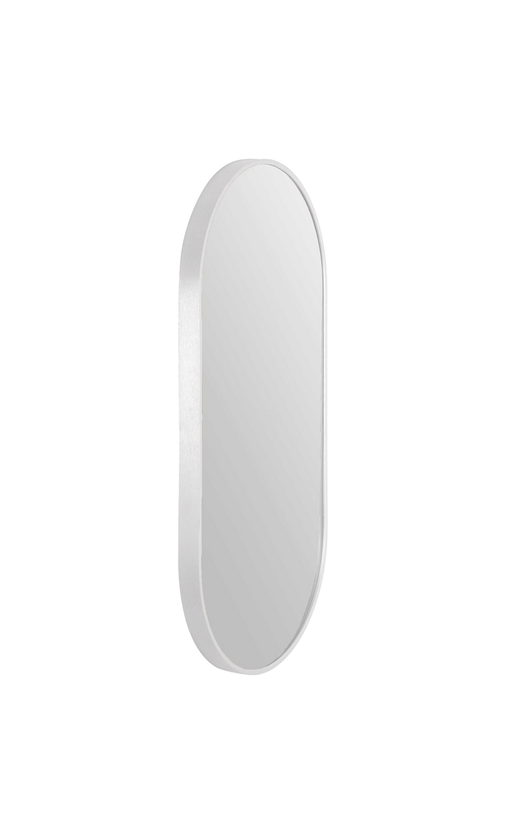 Modern Oblong Mirror with Portable Magnifier Milano White detail view
