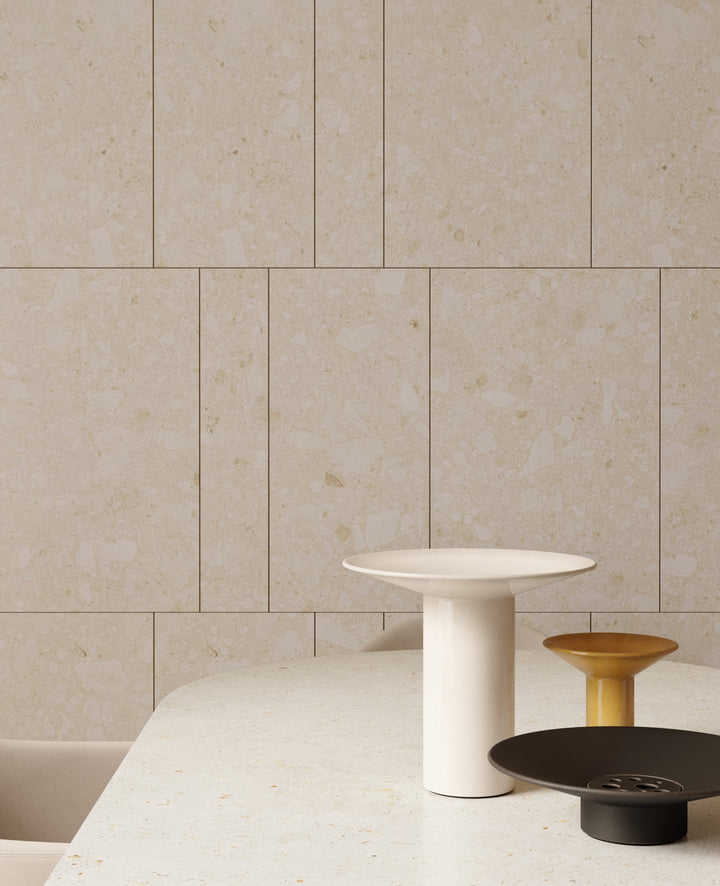 Dekton Ava in a kitchen with Dekton Polar