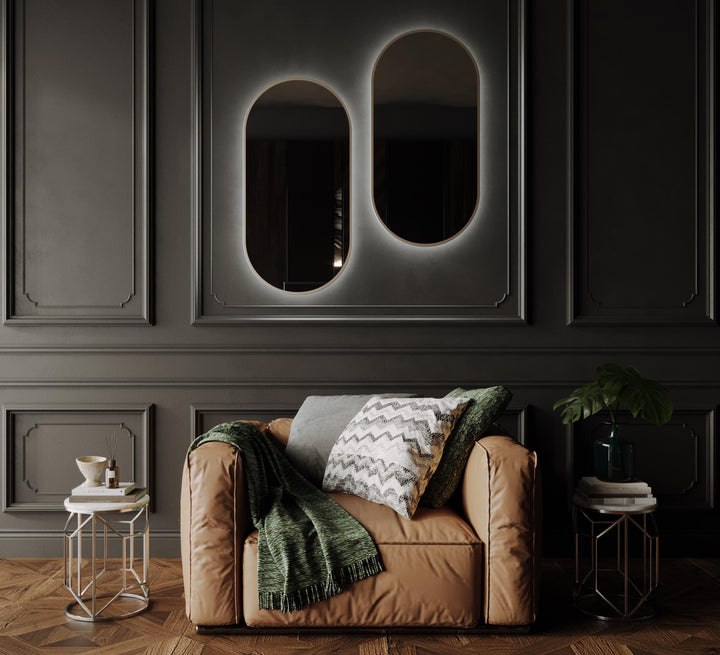 Framed O Series Oval LED Mirror Baltic Brass