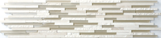 Cliff Botticino (H+P+Split) + ES45 Rawsilk Natural Stone Mosaic – tile face