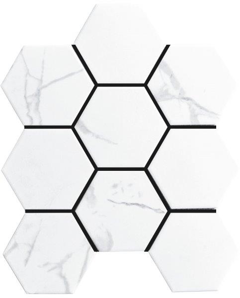 Cottage Hexagon Porcelain Mosaic tile face, 295.5 x 256 mm