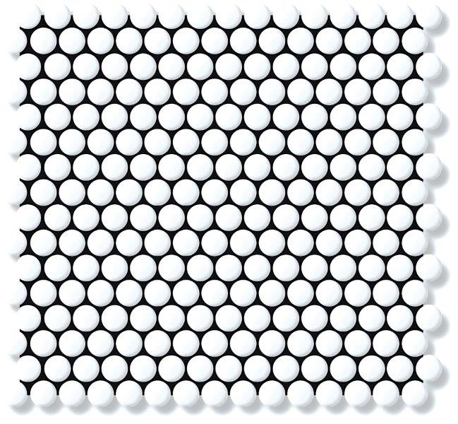 Cottage Penny Round Porcelain Mosaic tile face, 315 x 291 mm