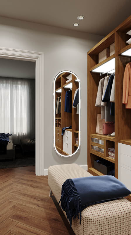 Great Great Gatsby Full Length LED Mirror with Portable Magnifier Milano White lifestyle view 2
