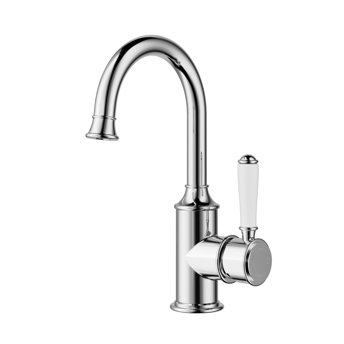 Clasico Basin Mixer Gooseneck / Ceramic Handle - Chrome