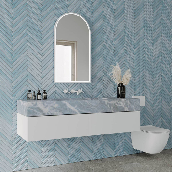 Arch LED Mirror with Demister and Portable Magnifier Milano White product view 2