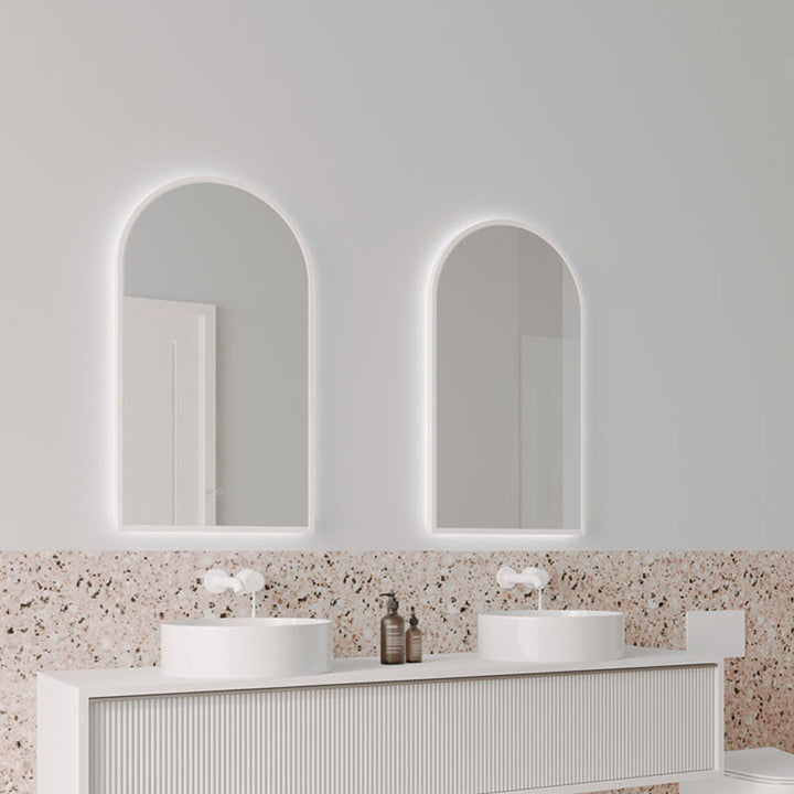 Framed A Series Arch LED Mirror Milano White product view 2