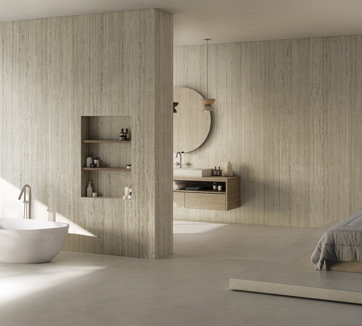 Dekton Nebu in a bathroom