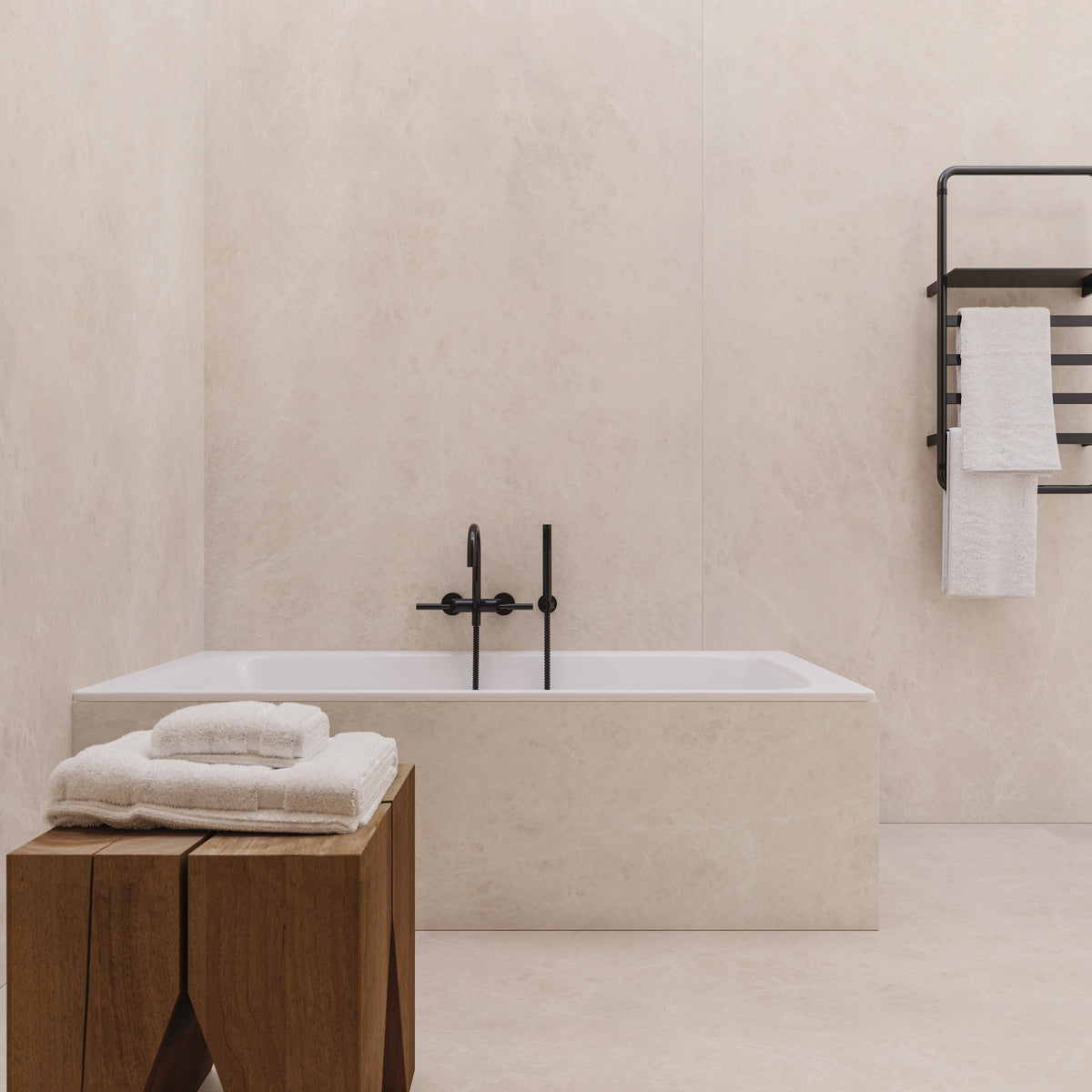 Dekton Akara in a bathroom, close-up