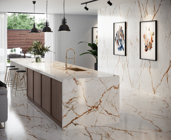 Dekton Reverie in a kitchen with Dekton Awake