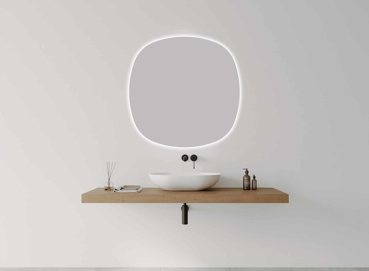Inox Rounded Square LED Mirror detail view 2