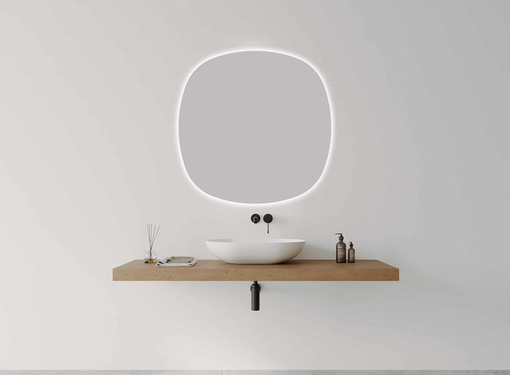 Inox Rounded Square LED Mirror detail view 2