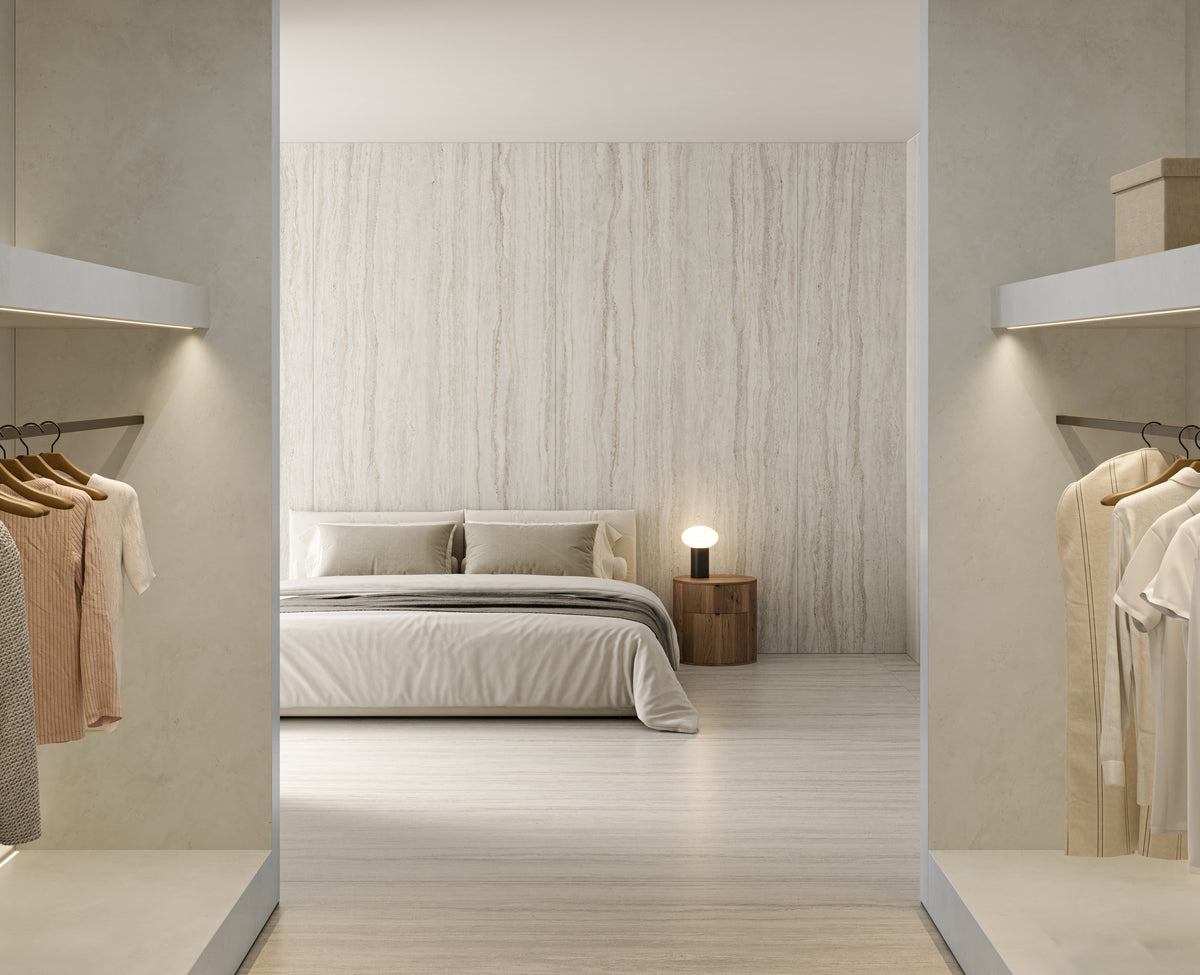 Dekton Trevi in a dressing room with Dekton Sandik (second photo)