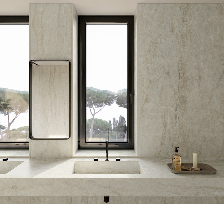 Dekton Nara in a bathroom, close-up (second photo)